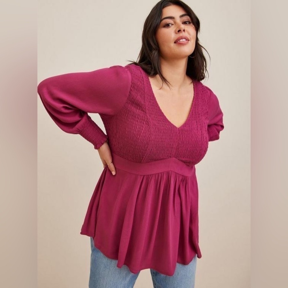 Torrid Babydoll Crinkle Gauze Smocked Top Size 1